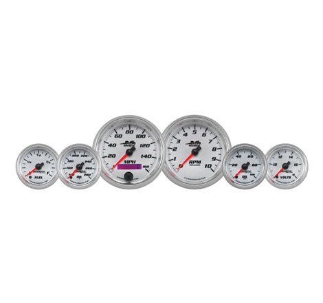 Autometer Pro-Cycle Gauge Kit 6 Pc. Kit 3 3/8in & 2 1/16in Bagger White