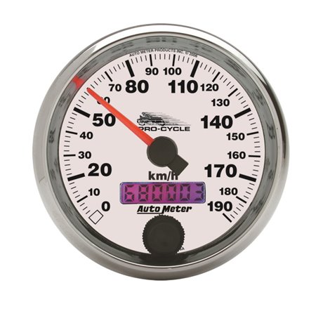 Autometer Pro-Cycle Gauge Speedo 2 5/8in 190 Kmh Elec White