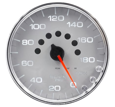 Autometer Spek-Pro Gauge Speedometer 5in 180 Mph Elec. Programmable Silver/Chrome