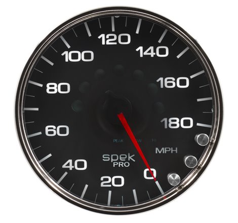 Autometer Spek-Pro Gauge Speedometer 5in 180 Mph Elec. Programmable Black/Chrome