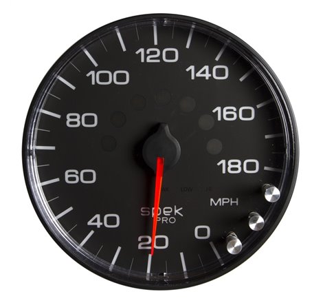 Autometer Spek-Pro Gauge Speedometer 5in 180 Mph Elec. Programmable Black/Black