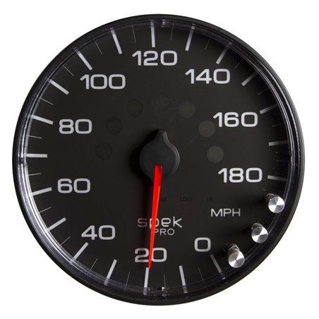 Autometer Spek-Pro Gauge Speedometer 5in 180 Mph Elec. Programmable Black/Black