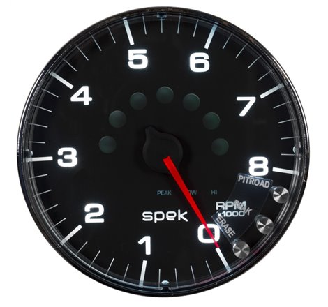 Autometer Spek-Pro Gauge Tachometer 5in 8K Rpm W/Shift Light & Peak Mem Black/Chrome