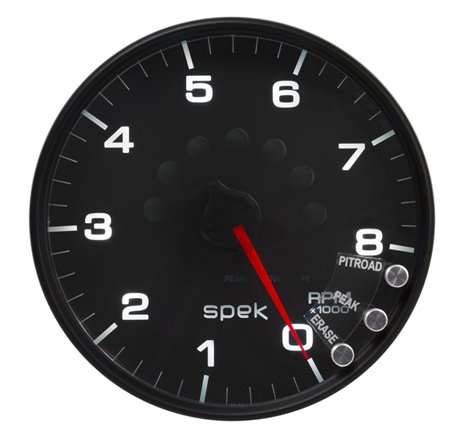 Autometer Spek-Pro Gauge Tachometer 5in 8K Rpm W/Shift Light & Peak Mem Black/Black