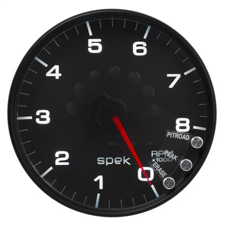 Autometer Spek-Pro Gauge Tachometer 5in 8K Rpm W/Shift Light & Peak Mem Black/Black