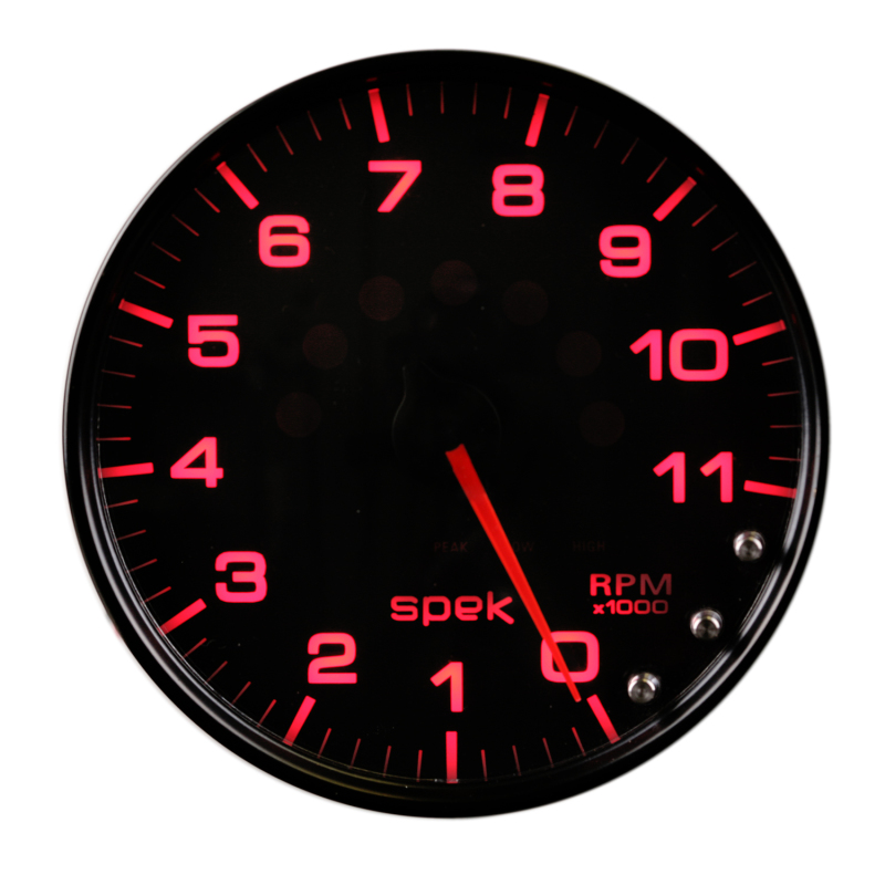 Autometer Spek-Pro Gauge Tachometer 5in 11K Rpm W/Shift Light & Peak Mem Black/Black