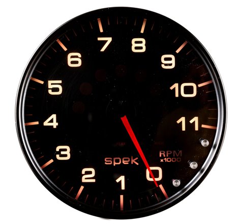 Autometer Spek-Pro Gauge Tachometer 5in 11K Rpm W/Shift Light & Peak Mem Black/Smoke/Black