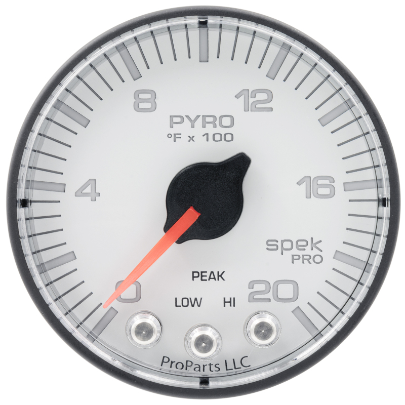 Autometer Spek-Pro Gauge Pyro. (Egt) 2 1/16in 2000f Stepper Motor W/Peak & Warn Wht/Blk