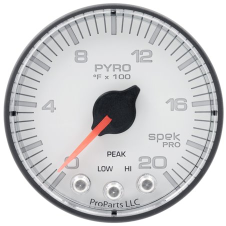 Autometer Spek-Pro Gauge Pyro. (Egt) 2 1/16in 2000f Stepper Motor W/Peak & Warn Wht/Blk