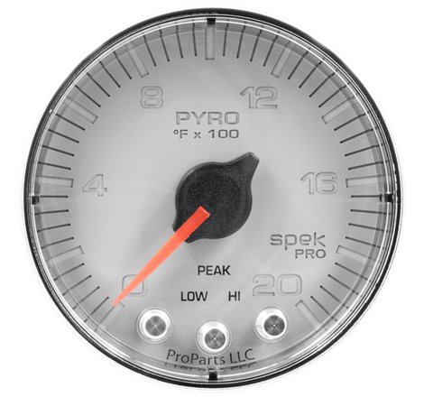 Autometer Spek-Pro Gauge Pyro. (Egt) 2 1/16in 2000f Stepper Motor W/Peak & Warn Slvr/Chrm