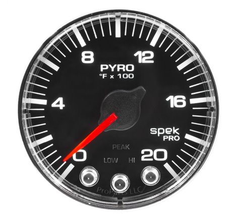 Autometer Spek-Pro Gauge Pyro. (Egt) 2 1/16in 2000f Stepper Motor W/Peak & Warn Blk/Chrm