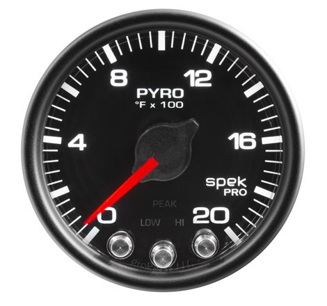 Autometer Spek-Pro Gauge Pyro. (Egt) 2 1/16in 2000f Stepper Motor W/Peak & Warn Blk/Blk