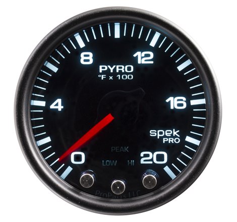 Autometer Spek-Pro Gauge Pyro. (Egt) 2 1/16in 2000f Stepper Motor W/Peak & Warn Blk/Smoke/Blk