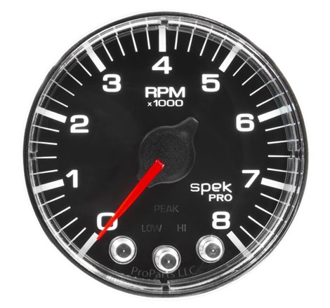 Autometer Spek-Pro Gauge Tach 2 1/16in 8K Rpm W/ Shift Light & Peak Mem Blk/Chrm