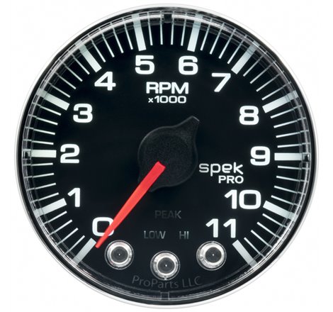 Autometer Spek-Pro Gauge Tach 2 1/16in 11K Rpm W/ Shift Light & Peak Mem Blk/Chrm