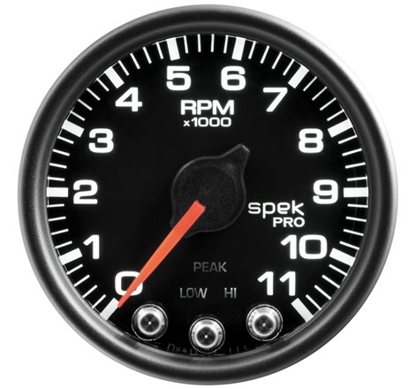 Autometer Spek-Pro Gauge Tach 2 1/16in 11K Rpm W/ Shift Light & Peak Mem Blk/Blk