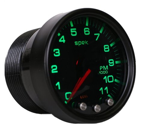 Autometer Spek-Pro Gauge Tach 2 1/16in 11K Rpm W/ Shift Light & Peak Mem Blk/Smoke/Blk