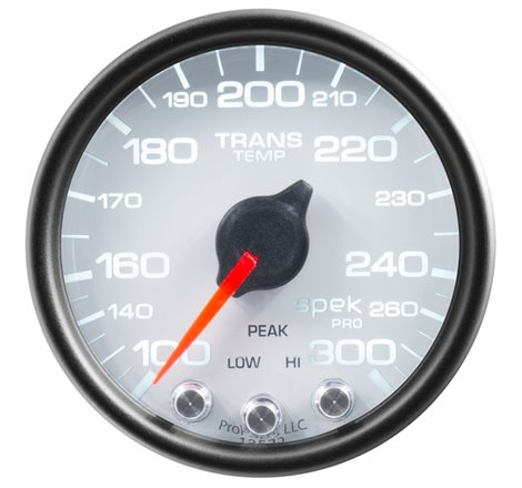 Autometer Spek-Pro Gauge Trans Temp 2 1/16in 300f Stepper Motor W/Peak & Warn Wht/Blk