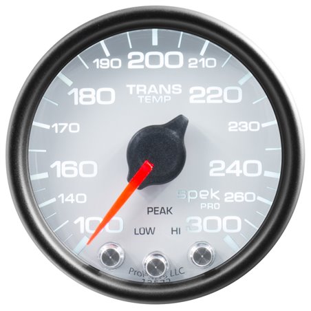 Autometer Spek-Pro Gauge Trans Temp 2 1/16in 300f Stepper Motor W/Peak & Warn Wht/Blk