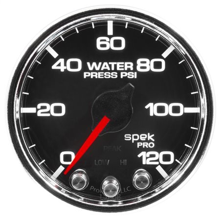 Autometer Spek-Pro Gauge Water Press 2 1/16in 120psi Stepper Motor W/Peak & Warn Blk/Chrm