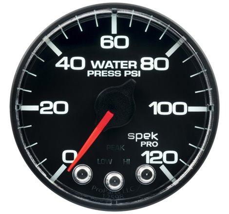 Autometer Spek-Pro Gauge Water Press 2 1/16in 120psi Stepper Motor W/Peak & Warn Blk/Blk