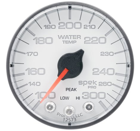 Autometer Spek-Pro Gauge Water Temp 2 1/16in 300f Stepper Motor W/Peak & Warn Wht/Blk