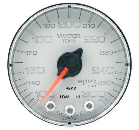 Autometer Spek-Pro Gauge Water Temp 2 1/16in 300f Stepper Motor W/Peak & Warn Slvr/Chrm