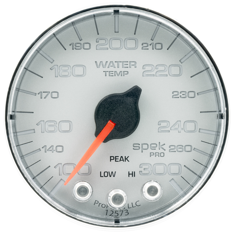 Autometer Spek-Pro Gauge Water Temp 2 1/16in 300f Stepper Motor W/Peak & Warn Slvr/Chrm