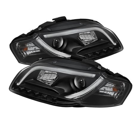 Spyder Audi A4 06-08 Projector Headlights Halogen Only - Light Tube DRL Blk PRO-YD-AA405-LTDRL-G2-BK