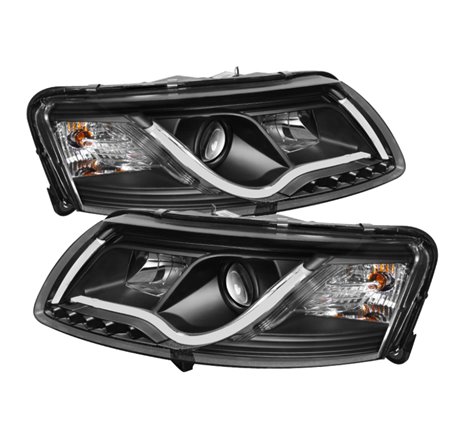 Spyder Audi A6 05-07 Projector Headlights Halogen Light Tube DRL Blk PRO-YD-ADA605-LTDRL-BK