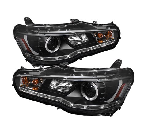 Spyder Mitsubishi Lancer/EVO-10 08-14 Projector Halogen Model- LED Halo DRL Blk PRO-YD-ML08-DRL-BK