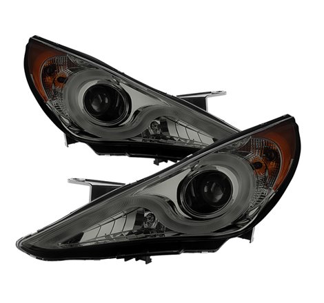 Spyder Hyundai Sonata 11-13 Projector Headlights- Light Bar DRL Chrm PRO-YD-HYSON11V2-LBDRL-SM