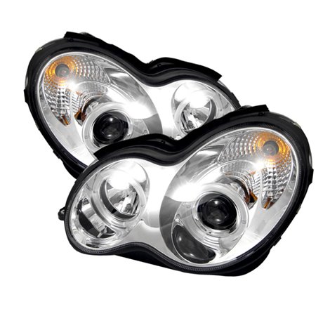 Spyder Mercedes Benz C-Class 01-05 4 DrProjector Headlights Halogen-LED Halo Chrm PRO-YD-MBW203-HL-C