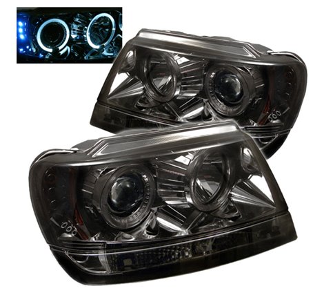 Spyder Jeep Grand Cherokee 99-04 Projector Headlights LED Halo LED Smke - PRO-YD-JGC99-HL-SMC