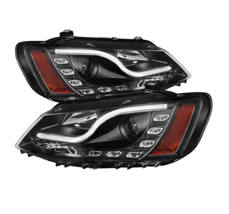 Spyder Volkswagen Jetta 11-14 Projector Headlights Halogen Light Tube DRL Blk PRO-YD-VJ11-LTDRL-BK