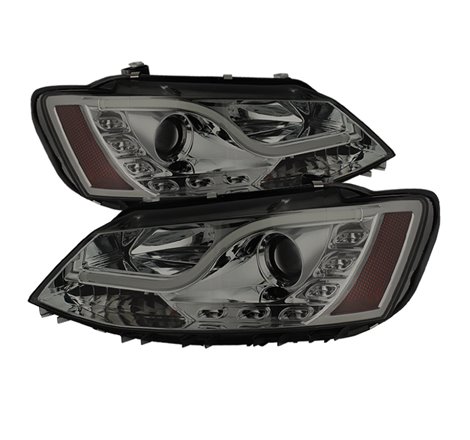 Spyder Volkswagen Jetta 11-14 Projector Headlights Halogen Light Tube DRL Smke PRO-YD-VJ11-LTDRL-SM