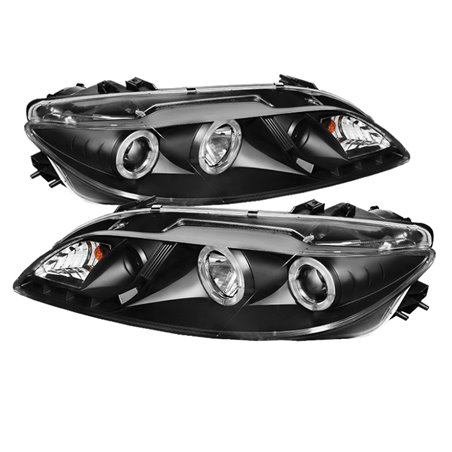 Spyder Mazda 6 03-05 With Fog Lights Projector Headlights LED Halo DRL Blk PRO-YD-M603-FOG-DRL-BK