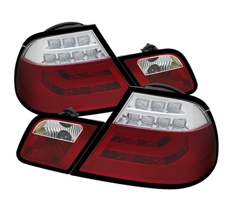 Spyder BMW E46 00-03 2Dr Coupe Light Bar LED Tail Lights Red Clear ALT-YD-BE4600-LBLED-RC