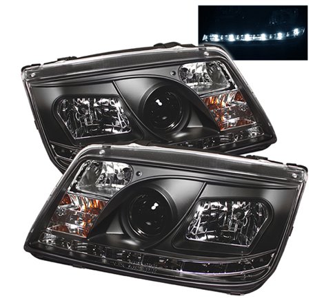 Spyder Volkswagen Jetta 99-05 Projector HeadlightsDRL Blk PRO-YD-VJ99-DRL-BK