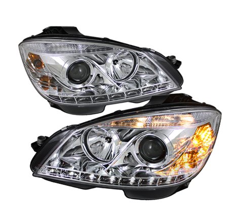 Spyder Mercedes Benz C-Class 08-11 Projector Headlights Halogen - DRL Chrm PRO-YD-MBW20408-DRL-C