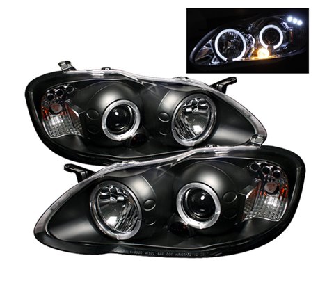 Spyder Toyota Corolla 03-08 Projector Headlights LED Halo- LED Blk - Low H1 PRO-YD-TC03-HL-BK