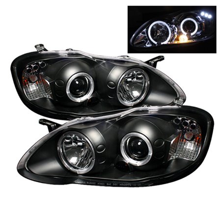 Spyder Toyota Corolla 03-08 Projector Headlights LED Halo- LED Blk - Low H1 PRO-YD-TC03-HL-BK