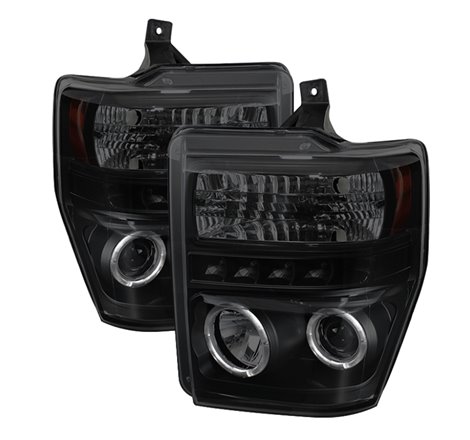 Spyder Ford F250/350 08-10 Projector Headlights LED Halo LED Blk Smke PRO-YD-FS08-HL-BSM