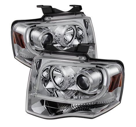 Spyder Ford Expedition 07-13 Projector Headlights Light Tube DRL Chrm PRO-YD-FE07-LTDRL-C