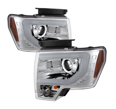 Spyder Ford F150 09-14 Projector Headlights Halogen Model- Light Bar DRL Chrm PRO-YD-FF15009-LBDRL-C