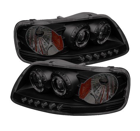 Spyder Ford F150 97-03 Projector - LED Halo Amber Reflctr LED Blk Smke PRO-YD-FF15097-1P-AM-BSM