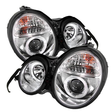 Spyder Mercedes Benz E-Class 95-99 Projector Headlights LED Halo Chrm PRO-YD-MBW21095-HL-C