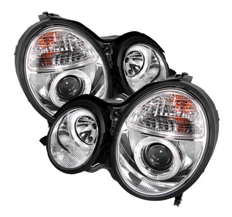 Spyder Mercedes Benz E-Class 00-02 Projector Headlights LED Halo Chrm PRO-YD-MBW21099-HL-C