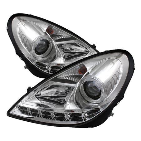 Spyder Mercedes Benz SLK 05-10 Projector Headlights Halogen Model- DRL Chrm PRO-YD-MBSLK05-DRL-C