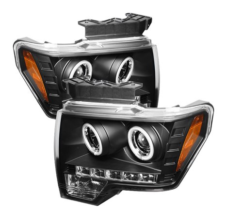 Spyder Ford F150 09-14 Projector Headlights Halogen Model- CCFL Halo LED Blk PRO-YD-FF15009-CCFL-BK